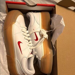 Nike Women's White and Red Sneakers